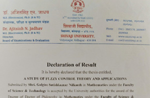 Mathematics Dr. S.N. Golgire Ph.D. Award 06/06/2023